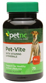 Pet-Vite Vitamin Chews for Dogs 75 Count