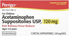 Acetaminophen 120mg Suppositories 12-Count Perrigo