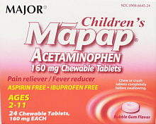 Acetaminophen 160mg Chewables 24-Count Major Pharm