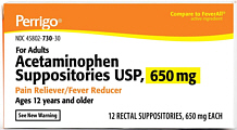 Acetaminophen 650mg Suppositories 12-Count Perrigo