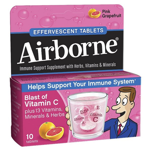 Airborne Eff Tablets Pink Grapefruit Flavor 10's