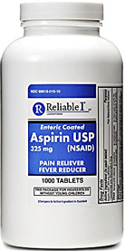 Aspirin 5gr Enteric Coated Tablets 1000-Count Reliable