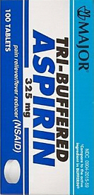 Aspirin 5grain (325mg) Tri-Buffered Tablets 100-Count Major