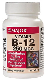 Vitamin B-12 250mcg Tablets 130-Count Major