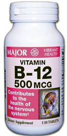 Vitamin B-12 500mcg Tablets 130-Count Major