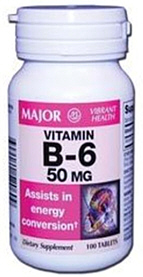 Vitamin B-6 50mg Tablets 100-Count Major