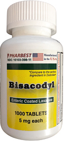 Bisacodyl 5mg Tablets 1,000 Count (Pharmbest)