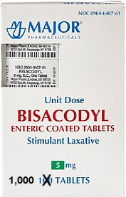 Bisacodyl 5mg Tablets Major Unit Dose 1,000-Count