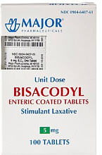 Bisacodyl 5mg Tablets Major Brand Unit-Dose 100-Count