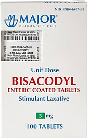 Bisacodyl 5mg Tablets Major Brand Unit-Dose 100-Count