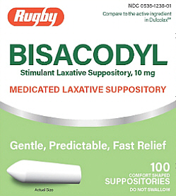 Bisacodyl 10mg Suppositories 100-Count Rugby