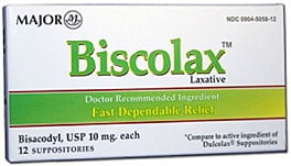 Bisacodyl 10mg Suppositories- 12 suppositories Major - SRQ Care