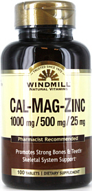 Calcium / Magnesium / Zinc Tablets 100-Count Windmill