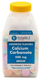 Calcium Carbonate 500mg Antacid Tablets Reliable 150-Count