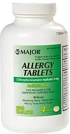 Chlorpheniramine Allergy 4mg Tablets 1000-Count Major Pharm