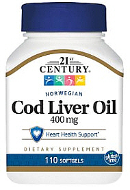 Cod Liver Oil 400mg Softgels 110-Count 21st Century