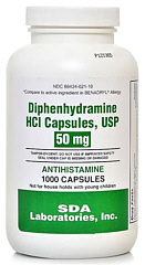 Diphenhydramine 50mg Capsules 1000-Count SDA Labs