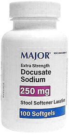 Docusate Sodium 250mg Softgels 100-Count Major
