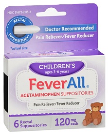 FeverAll (Acetaminophen) 120mg Suppositories 12-Count