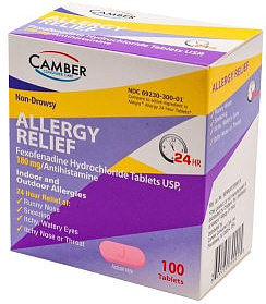 Fexofenadine 180mg Allergy Relief, 100-Count, Camber