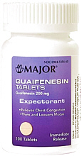 Guaifenesin 200mg Immediate Release Tablets 100-Count Major