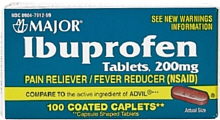 Ibuprofen 200mg Caplets 100-Count Major Pharm