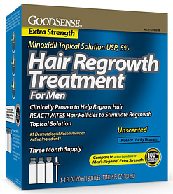 Minoxidil 5% Topical Solution for Men, 3 x 60ml, Goodsense