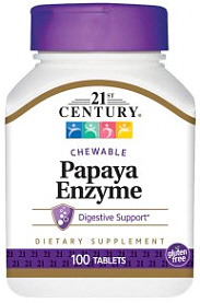 Papaya Enzyme Chewable 100 Tablets 21st Century
