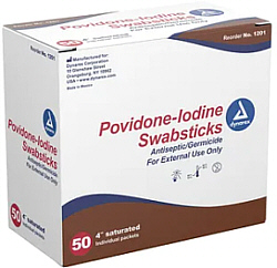 Povidone Iodine Swabsticks 50 Packets Dynarex