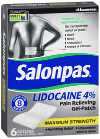 SalonPas Lidocaine 4% 6 Patches Maximum Strength