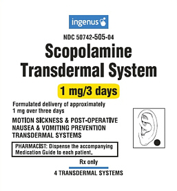 Scopolamine Transdermal Patches 4 Count Ingenus Brand