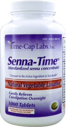 Senna Laxative 8.6mg Tablets 1000-Count Time-Cap Labs