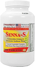 Senna-S Laxative Tablets PharmBest 1000-Count