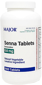 Senna Laxative 8.6mg Tablets 1000-Count Major