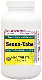 Senna Laxative 8.6mg Tablets 1000-Count Pharbest