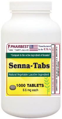 Senna Tablets 1000 Count PharmBest (Sennosides 8.6mg each)