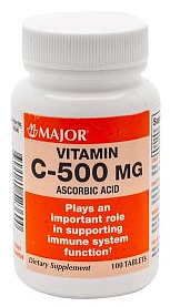 Vitamin C 500mg Tablets 100-Count Major