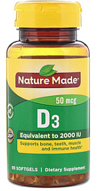 Nature Made Vitamin D3 2000IU Softgels 90-Count