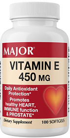 Vitamin E 450mg (1000 IU) Softgels Major 100-Count