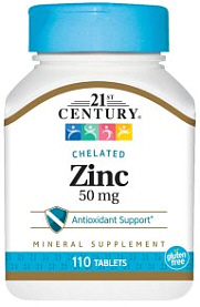 Zinc 50mg Chelated 110 Tablets 21st Century