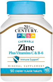 Zinc Chewables w/ C & B6 Cherry Flavor 90-Count 21st Century